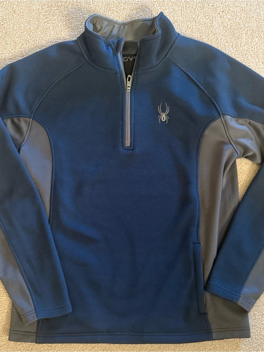 Spyder Men’s Navy and Gray Quarter-Zip Sweater
